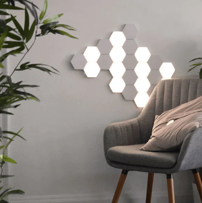 Modulære Hexagonale Væglampe med Berøringssensor og Justerbar Lysstyrke – Kreativ LED Vægdekoration-3