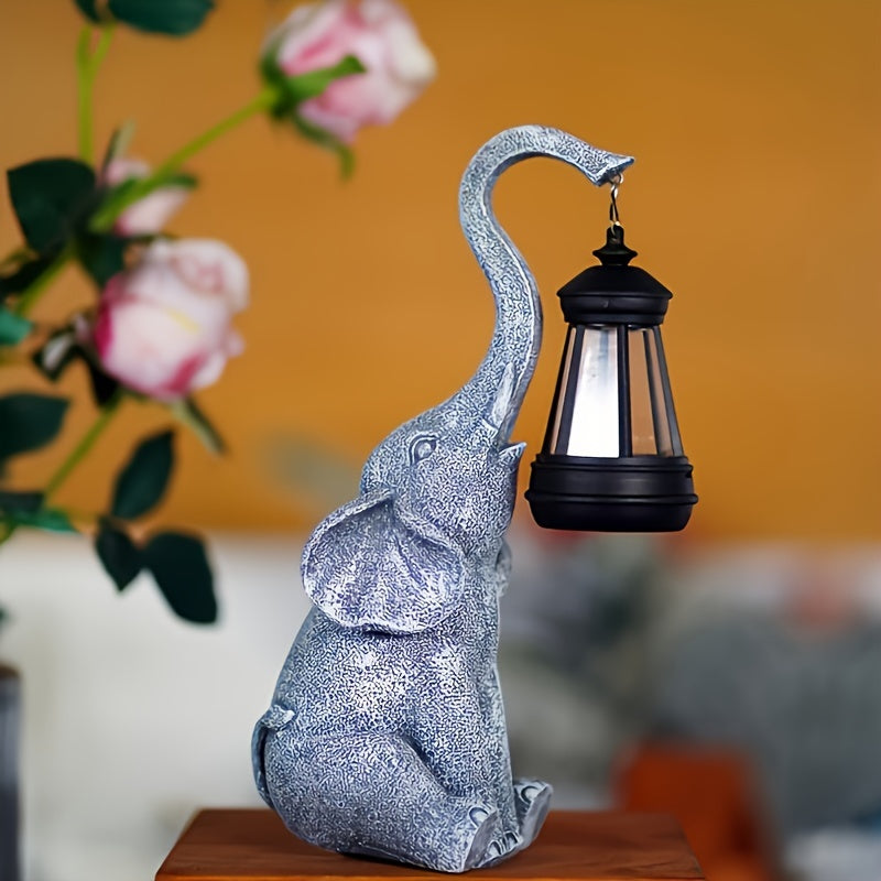 Solarlampe med Elefant Design – Energivenlig Udendørs Belysning med Automatisk Tænding og Varme Lys-3