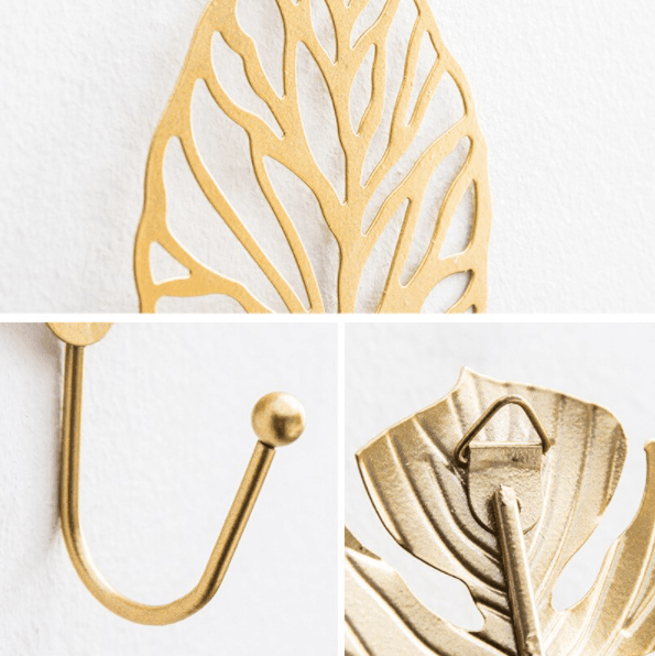 LuxeHook | Nordic Golden Leaf vægkrog