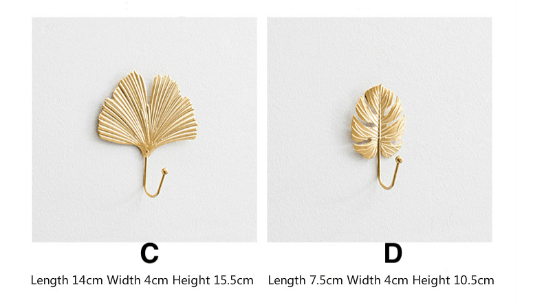 LuxeHook | Nordic Golden Leaf vægkrog