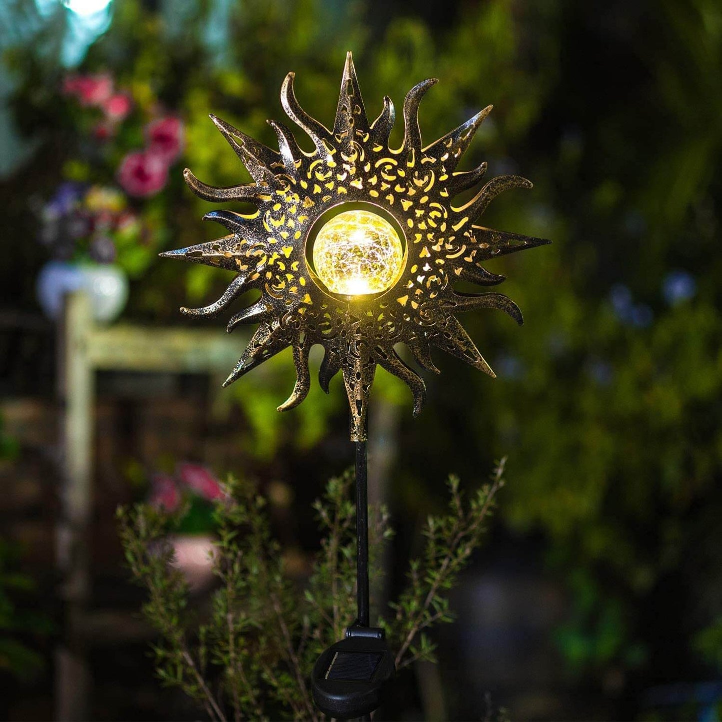 Retro Udendørs Solcellelampe med Kreativt Design – Farverig Havebelysning til Udendørs Belysning-4