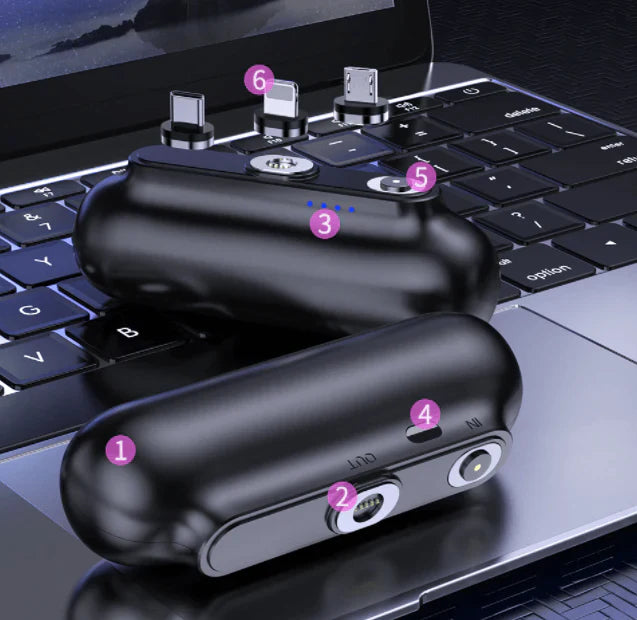 Bærbar Magnetisk Powerbank 2600mAh med USB-C, Micro USB og iOS Kompatibilitet – Letvægts Oplader til Rejser-5