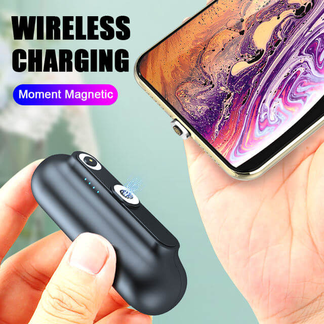 Bærbar Magnetisk Powerbank 2600mAh med USB-C, Micro USB og iOS Kompatibilitet – Letvægts Oplader til Rejser-2