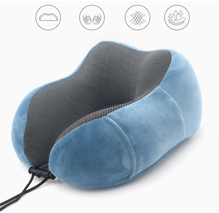 Ergonomisk Nekkussen i Blødt Fløjl med Opbevaringspose – Kompakt Rejsekomfort, 28 x 14 x 30 cm, Letvægt 0,5 kg-3