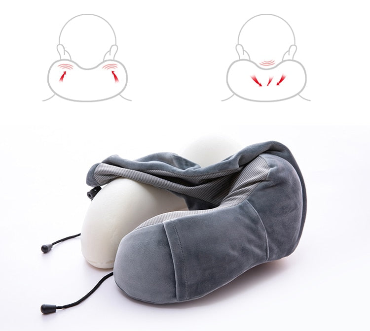 Ergonomisk Nekkussen i Blødt Fløjl med Opbevaringspose – Kompakt Rejsekomfort, 28 x 14 x 30 cm, Letvægt 0,5 kg-4