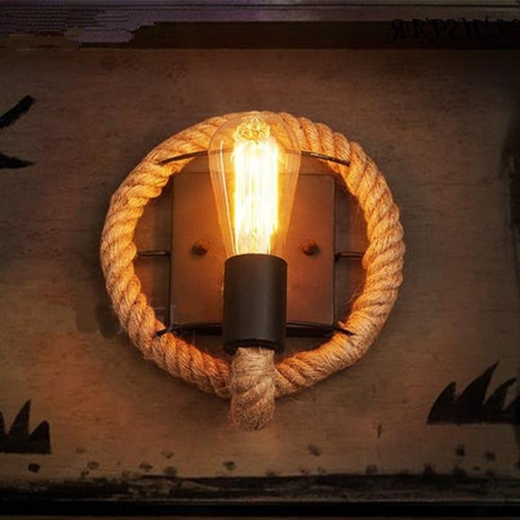 TwineLuxe - Vintage Rope Wall Light - Jern- og rebdesign i industriel stil