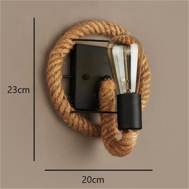 TwineLuxe - Vintage Rope Wall Light - Jern- og rebdesign i industriel stil