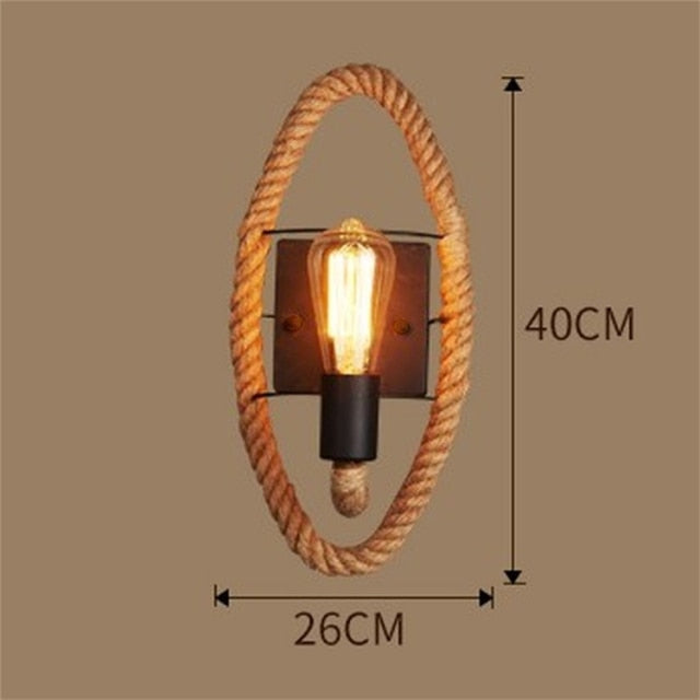 TwineLuxe - Vintage Rope Wall Light - Jern- og rebdesign i industriel stil