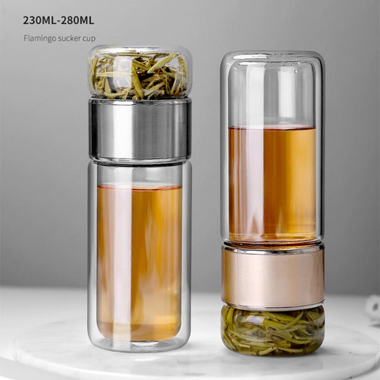 SteepEase - 2-i-1 stor dobbelt teflaske af glas