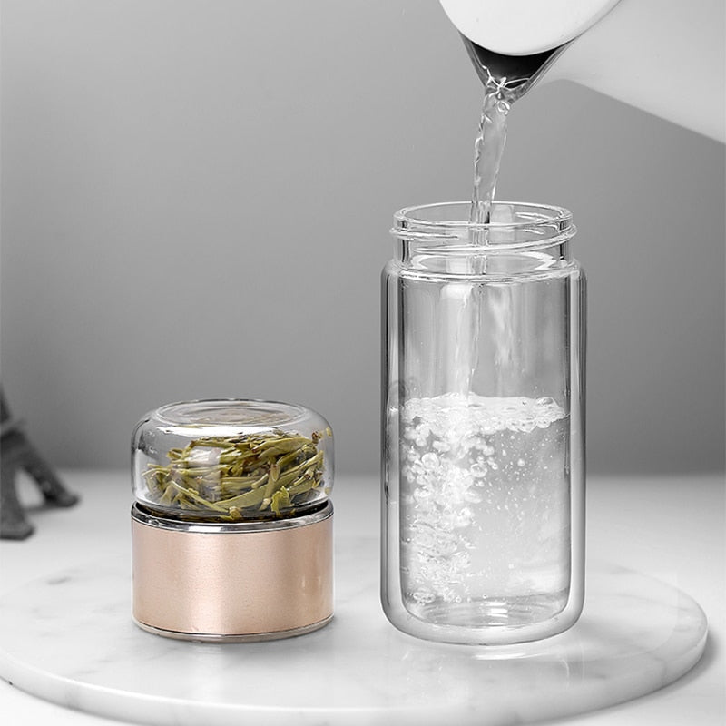 SteepEase - 2-i-1 stor dobbelt teflaske af glas