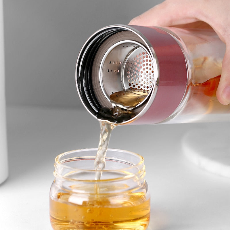 SteepEase - 2-i-1 stor dobbelt teflaske af glas