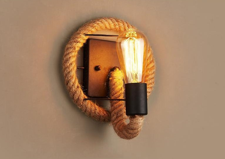 TwineLuxe - Vintage Rope Wall Light - Jern- og rebdesign i industriel stil