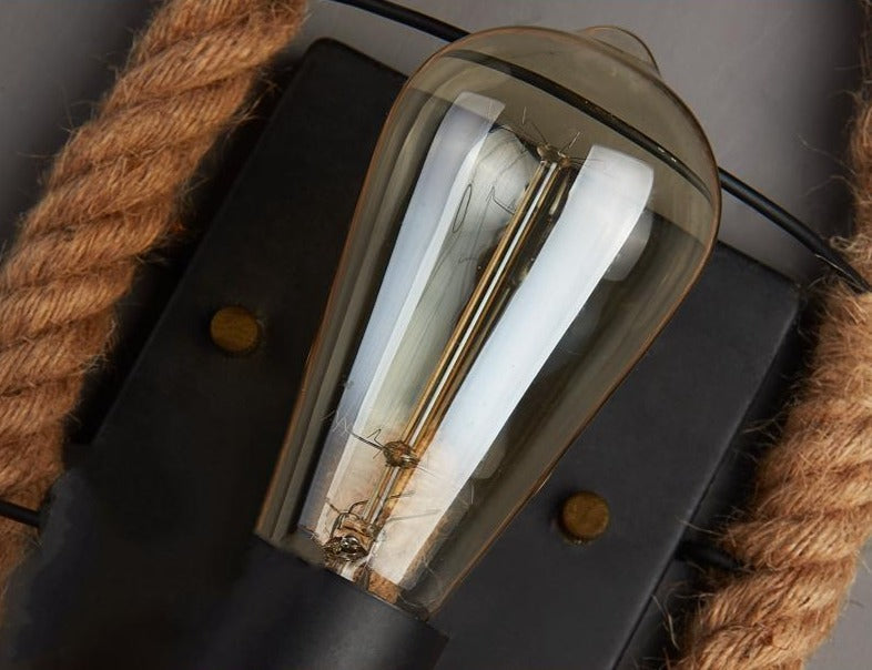 TwineLuxe - Vintage Rope Wall Light - Jern- og rebdesign i industriel stil