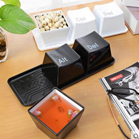 TechCups - 3-delt kreativt Ctrl-Alt-Del-tastatursæt med tekopper