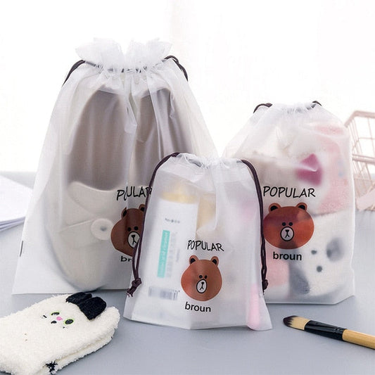 Transparent Organizer Deluxe – Sæt med 3 Opbevaringsposer til Makeup, Undertøj og Sko – Vandafvisende og Holdbart Design-1