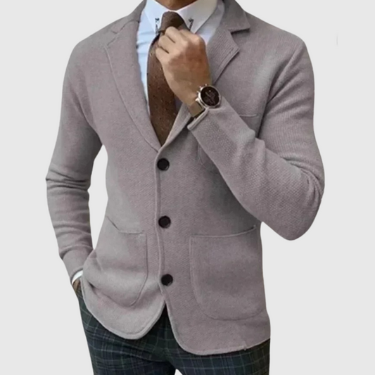 Caspian - Cardigan til mænd med reverskrave og knapper - Slim fit med flere lommer