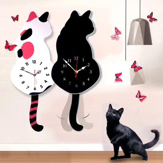 PurrTime - vægur med nordisk kat - legesygt og stilfuldt