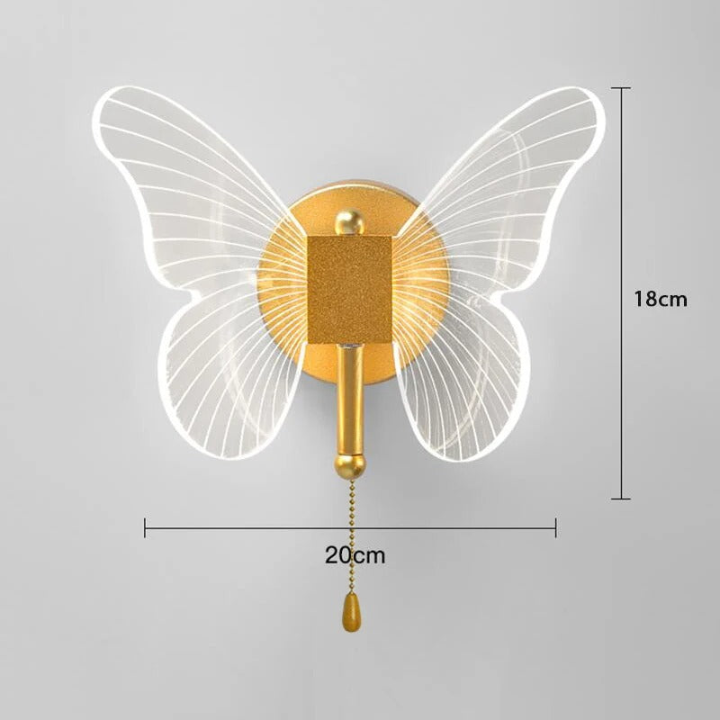 Moderne Vlinder Hængelampe med Justerbare Lysindstillinger – Elegant LED Belysning i Guld og Akryl, Dimmable Design-5