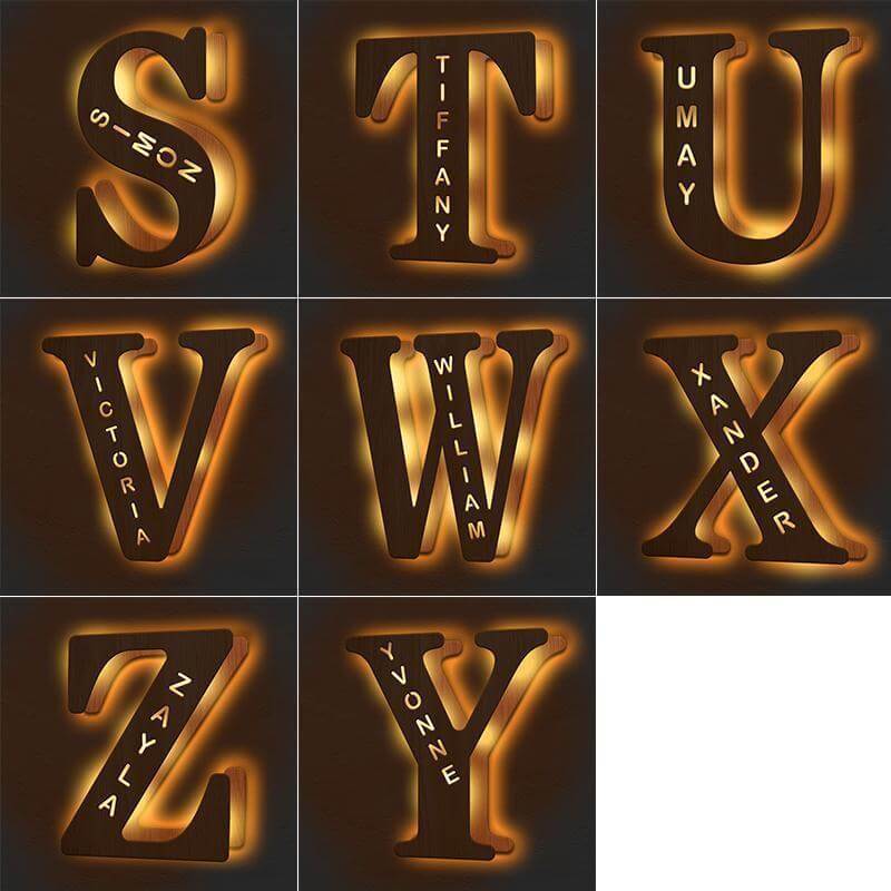 Variant image for Personlig LED Natlampe til Børn med Blødt Lys og Initialer – Miljøvenligt Vægmonteret Design-23