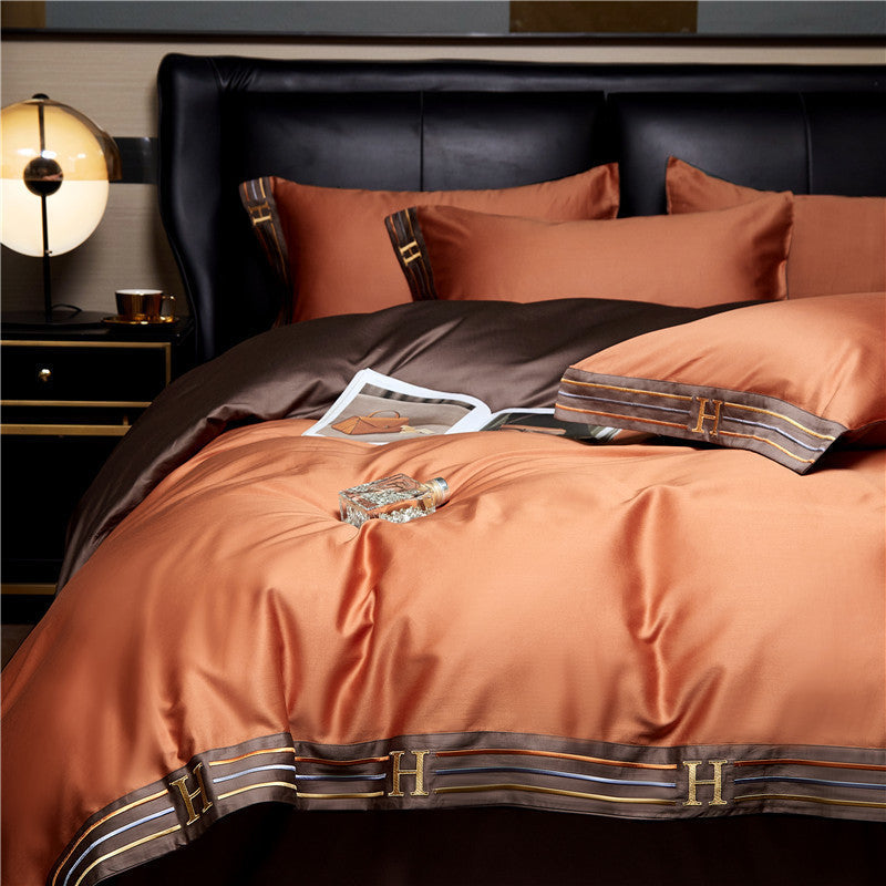 Luxanoir - Deluxe sengelinned i satinbomuld med broderi - 4-delt - LB7