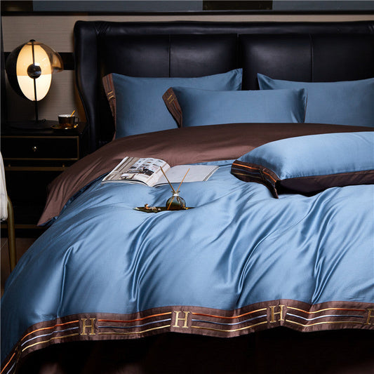 Luxanoir - Deluxe sengelinned i satinbomuld med broderi - 4-delt - LB7