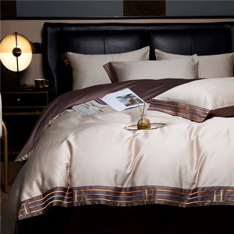 Luxanoir - Deluxe sengelinned i satinbomuld med broderi - 4-delt - LB7