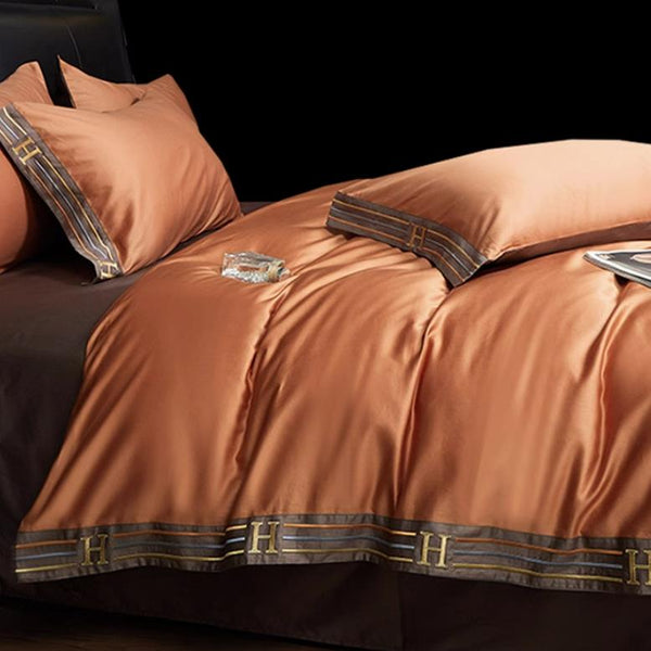Luxanoir - Deluxe sengelinned i satinbomuld med broderi - 4-delt - LB7