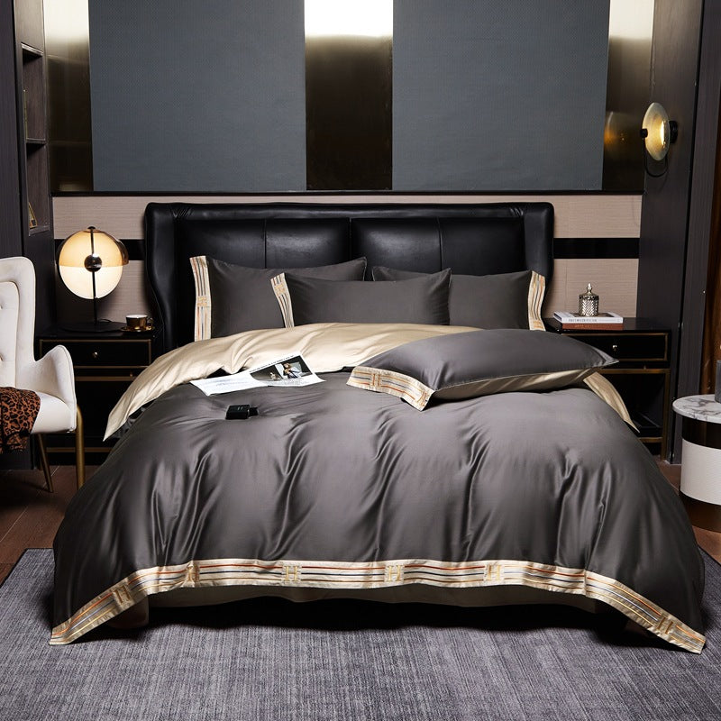 Luxanoir - Deluxe sengelinned i satinbomuld med broderi - 4-delt - LB7